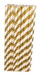 Gold White Paper Straws 24 Pack_1 X82933