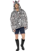 Zebra Party Festival Poncho Adult White Black Drawstring Bag 5