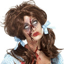 Zombie Bloody Country Girl Wig Adult Brown 1