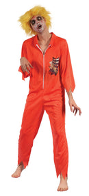 Zombie Prisoner Man Orange Boiler Suit Adult Costume Chest Size 44" 1