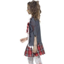 Zombie School Girl Costume Kids Grey Jacket Tartan Skirt Mock Shirt Tie 3