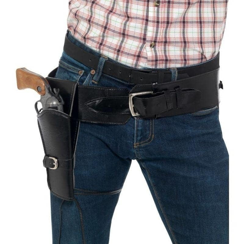 Adult Faux Leather Single Holster With Belt Black_1 sm-40304