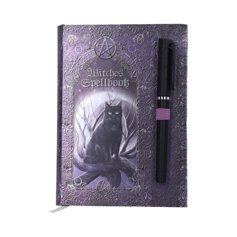 Embossed Black Cat Witches Spell Book  A5 Journal with Pen