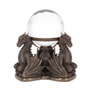 Bronze Dragons Prophecy Mythical Crystal Ball Holder 18.5cm
