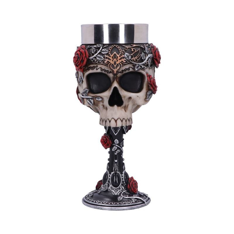 Gothic Roses Goblet Skull Horror Wine Glass 18cm
