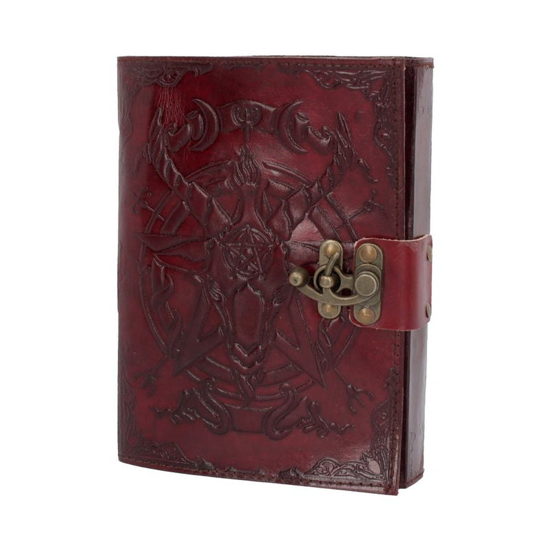 Lockable Red Leather Baphomet Embossed Journal 15cm x 21cm