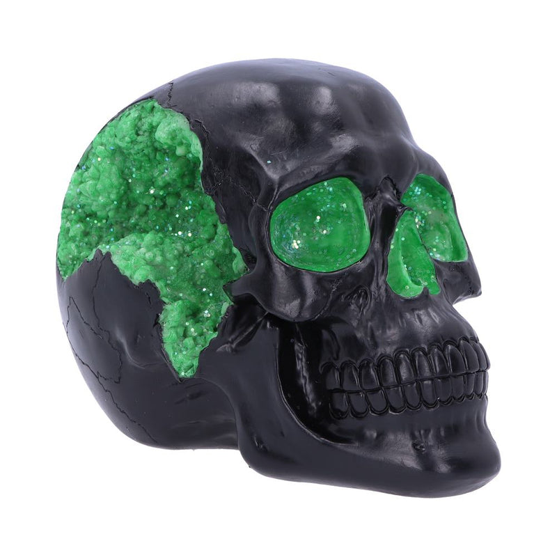 Geode Skull Black Green Gothic Glitter Figurine 17cm