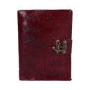 Lockable Red Leather Medieval Embossed Journal 15x21cm