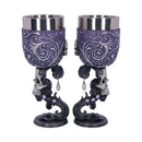 Deaths Desire Twin Skull Heart Set of Two Goblets 18.5cm 2