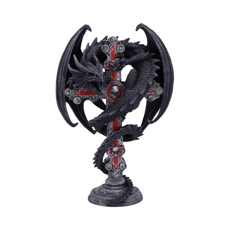 Anne Stokes Gothic Guardian Dragon Cross Candle Holder 265cm Black