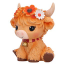 Marigold Orange Flower Cow Figurine 10.8cm 2