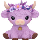 Hyacinth Purple Flower Cow Figurine 10.8cm 5