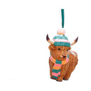 Winter Highland Cow Snowfall Hanging Ornament 8.3cm 3