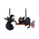 Curse and Claw Halloween Cats Hanging Ornaments Set of Two 7cm 1