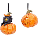 Pumpkin and Patch Halloween Hanging Ornaments Set of Two 7.7cm 5