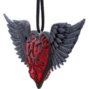Black Winged Heart Hanging Ornament 6cm 5