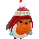 Robin Winter Bobble Hanging Ornament 7.3cm 5