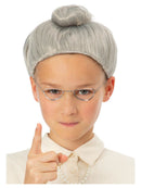 Childrens Granny Wig Grey Hair with Bun 1