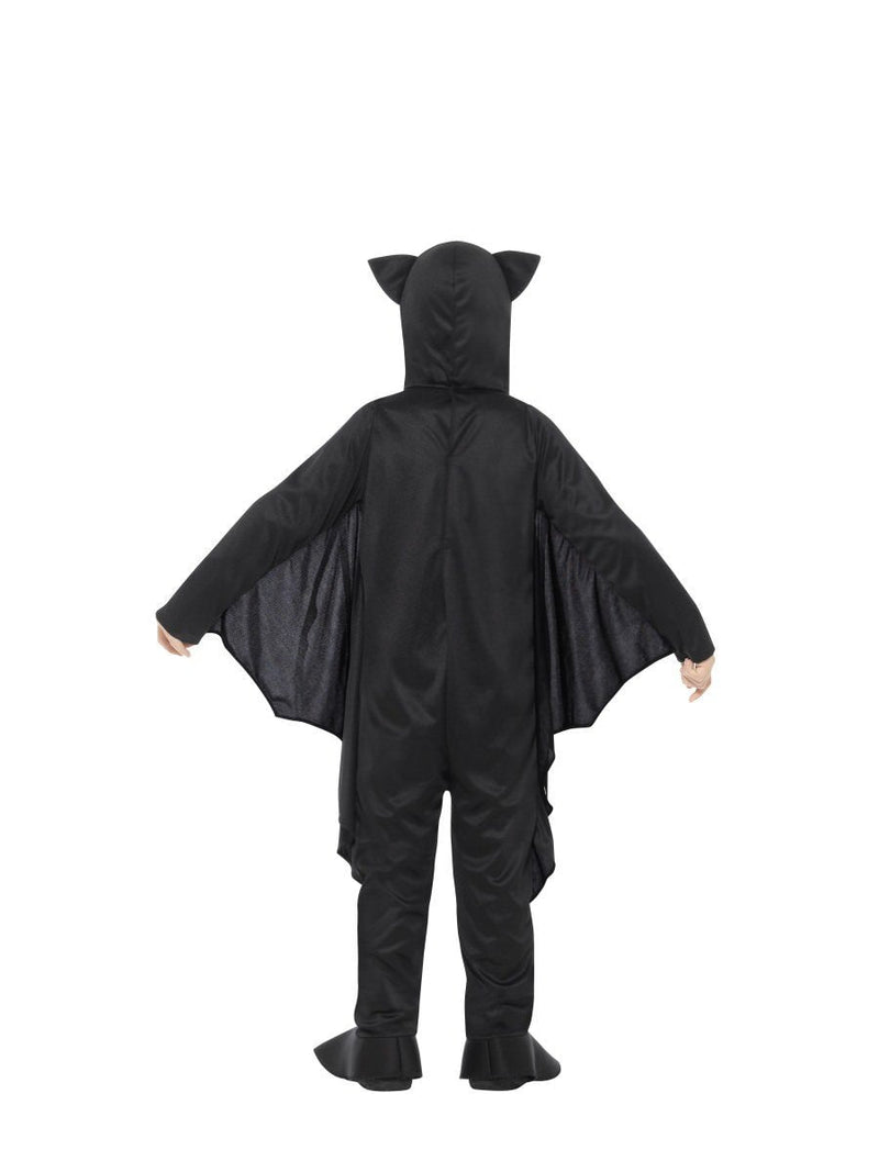 Bat Skeleton Costume Kids Attached Wings Black White Bodysuit