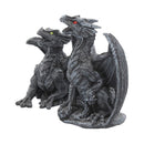 Dark Fury Set of 2 Obsidian Dragon Figurines 10cm 2