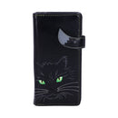 Black Lucky Cat Purse Embossed Eye Tail Wallet Large 18.5cm