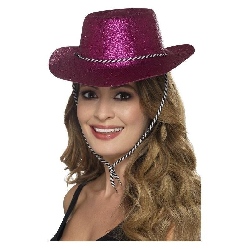Cowboy Glitter Hat Adult Pink_2 