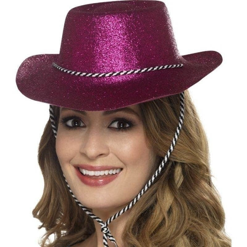 Cowboy Glitter Hat Adult Pink_1 sm-21882