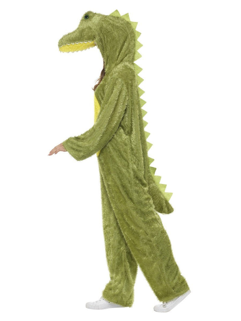 Crocodile Costume Adult Green Furry Jumpsuit with Hood