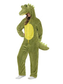 Crocodile Costume Adult Green Furry Jumpsuit with Hood