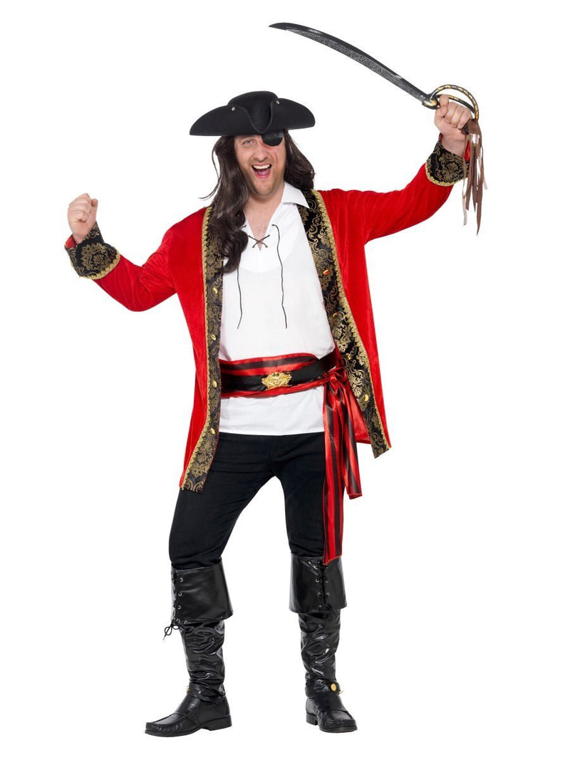 Curves Pirate Captain Costume Adult Extra Large Red Velour