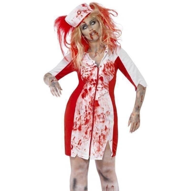 Curves Zombie Nurse Costume Adult White Red_1 sm-44340L