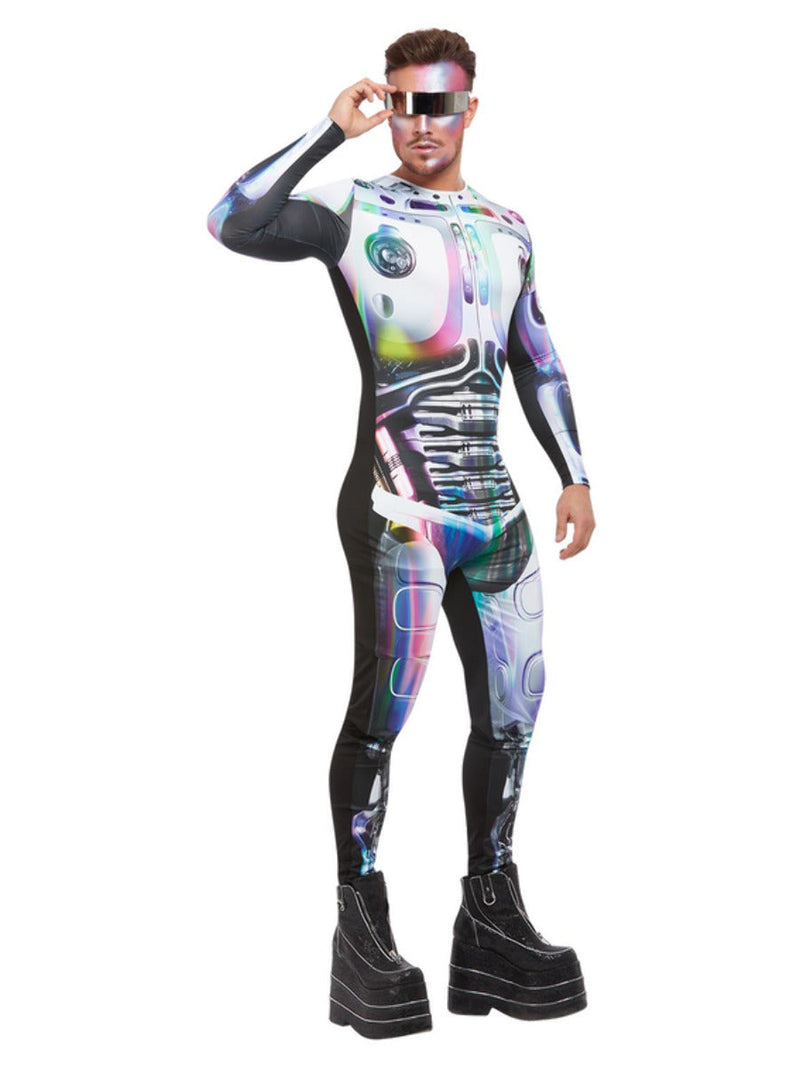 Cyber Space Alien Costume Adult Multi Coloured Bodysuit
