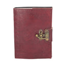 Lockable Tree Of Life Red Leather Journal 13 x 18cm w/lock