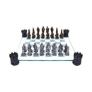 Raised Medieval Knight Chess Set with Corner Towers 43cm