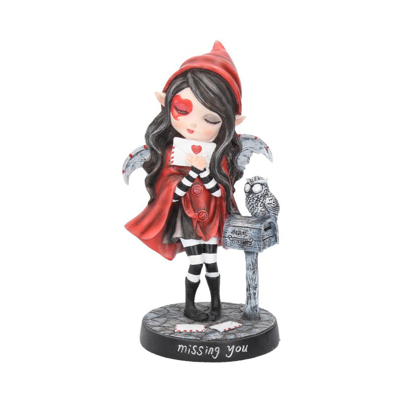Missing You Red Hooded Fairy with Mailbox