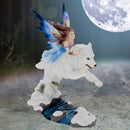 Free Spirit Figurine Fairy and White Winter Wolf Ornament 23.5cm 7