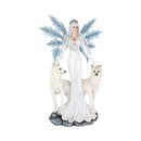 Aura Large Ice Fairy with Two Winter Wolf Companions Figurine 60.5cm