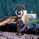 Triple Goddess Figurine Bronzed Wiccan Idol Ornament 20cm 7