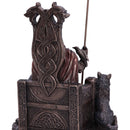Bronze Odin All Father Wolves and Throne Figurine 22cm 6