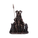 Bronze Odin All Father Wolves and Throne Figurine 22cm