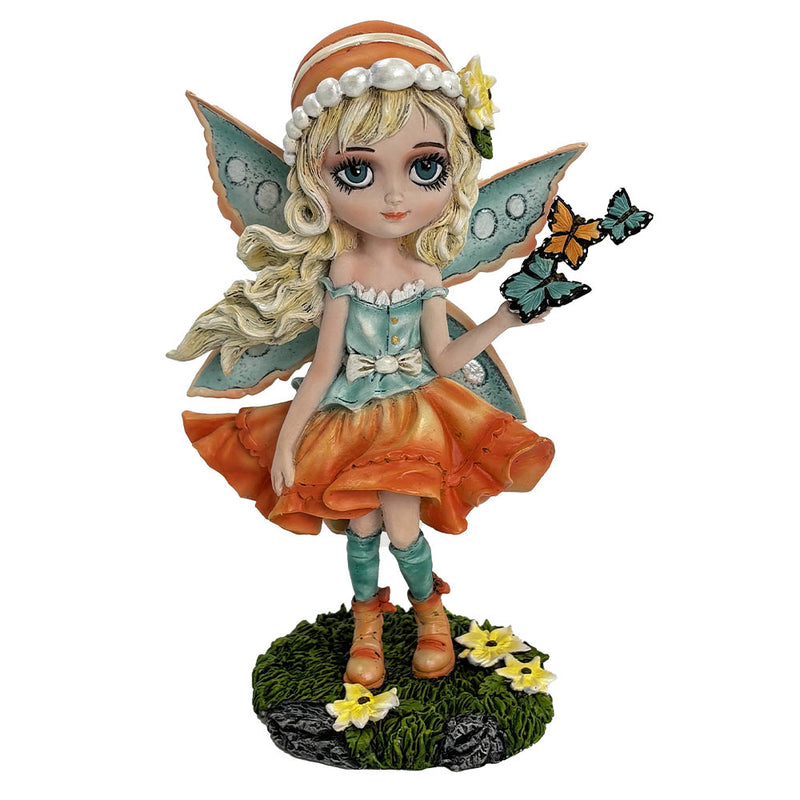 Summer Fae Fairy Figurine with Butterflies and Flowers