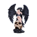 Riven Gothic Winged Figurine Seated on Skull 35cm Statue 1