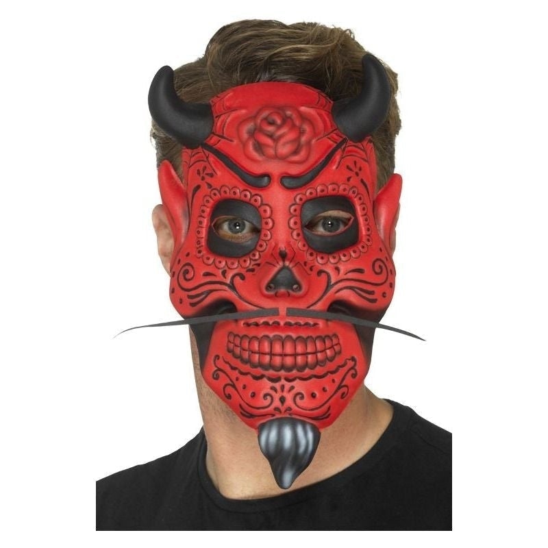 Day Of The Dead Devil Mask Adult Red_2 