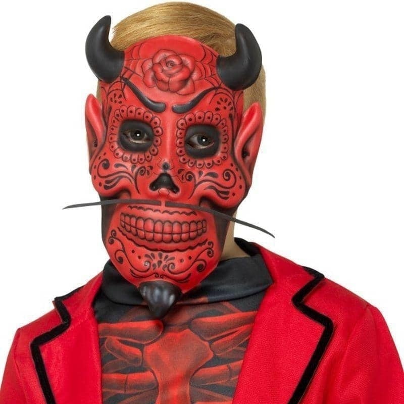 Day Of The Dead Devil Mask Childs Kids Red_1 sm-48134
