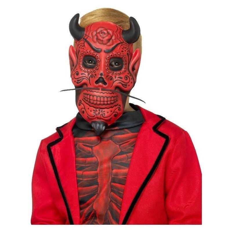 Day Of The Dead Devil Mask Childs Kids Red_2 