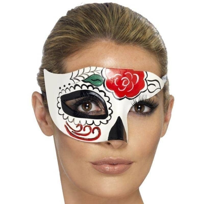 Day Of The Dead Half Eye Mask Adult White_1 sm-44279