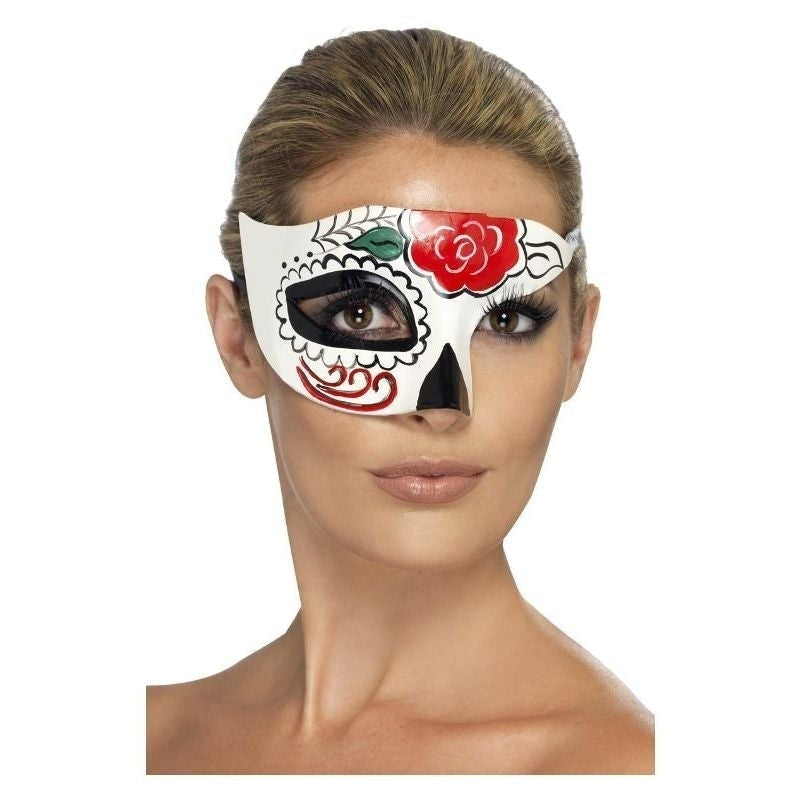 Day Of The Dead Half Eye Mask Adult White_2 