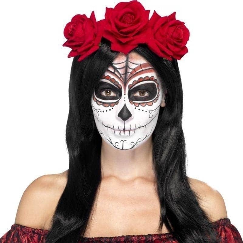 Day Of The Dead Headband Adult Red_1 sm-27744