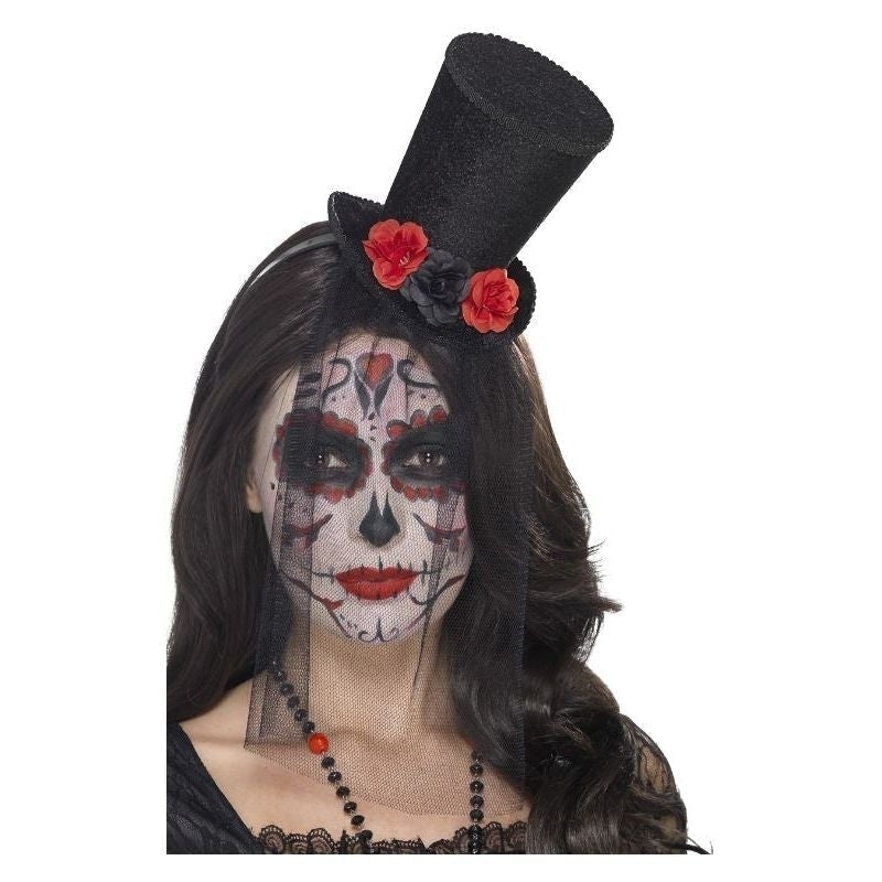 Day Of The Dead Mini Top Hat Adult Black_2 