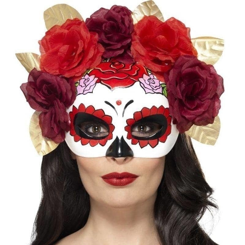 Day Of The Dead Rose Eyemask Adult Red_1 sm-44883